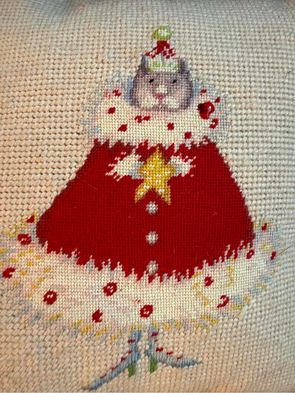 Unbranded Red & White Holiday Cat Accent Pillow 8”